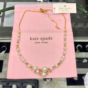 Kate Spade New York Pearl Caviar Statement Necklace ~ Rhinestone Cluster Choker